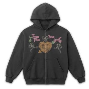 From Your True Loves Zip Up - Grey - Front