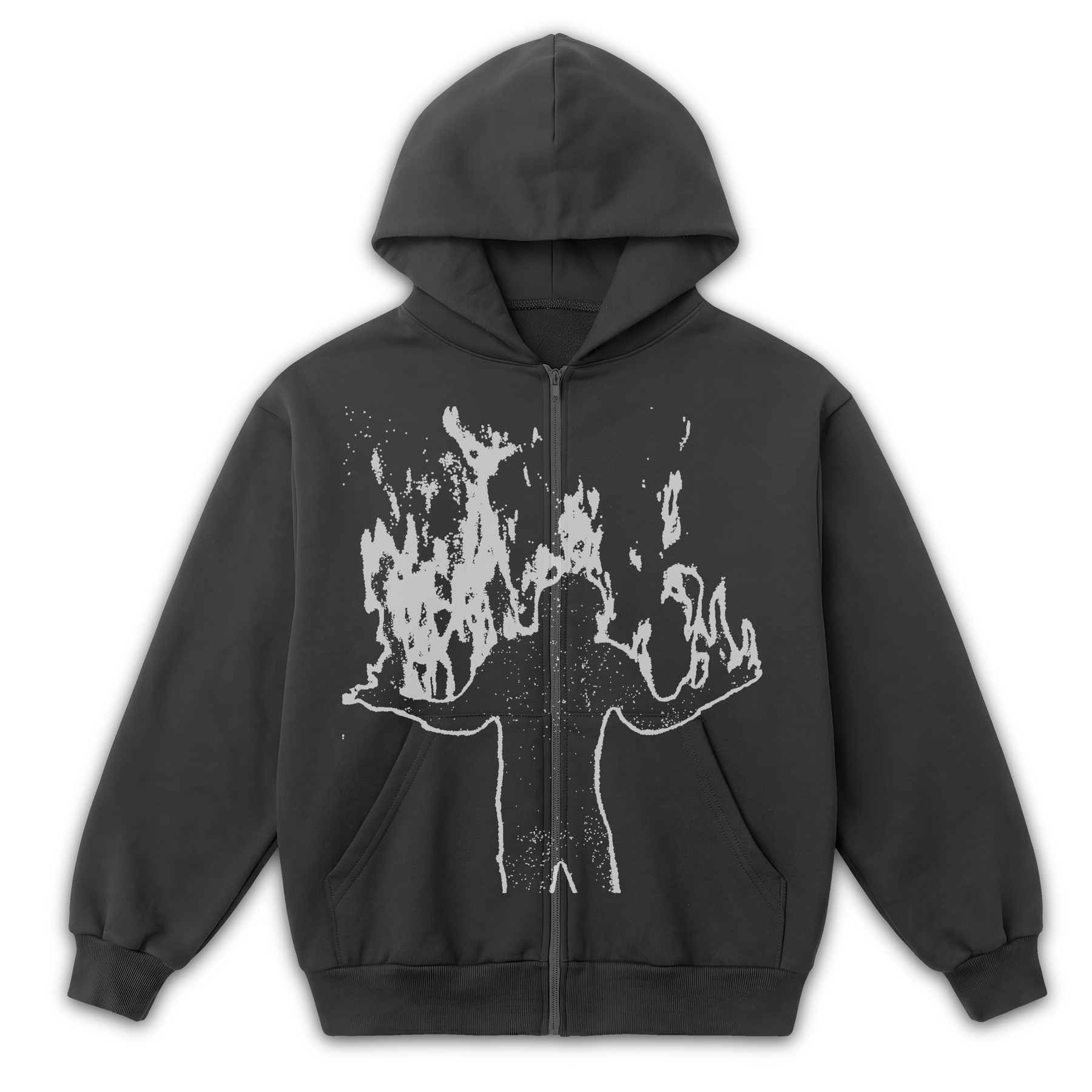 From Ashes Zip Up - Grey - Front
