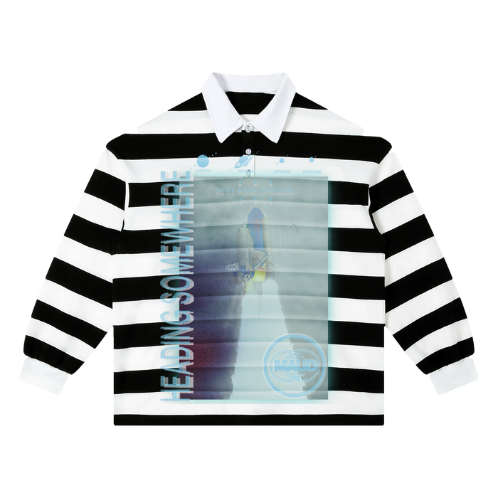Heading Somewhere Stripe Polo - Black - Front