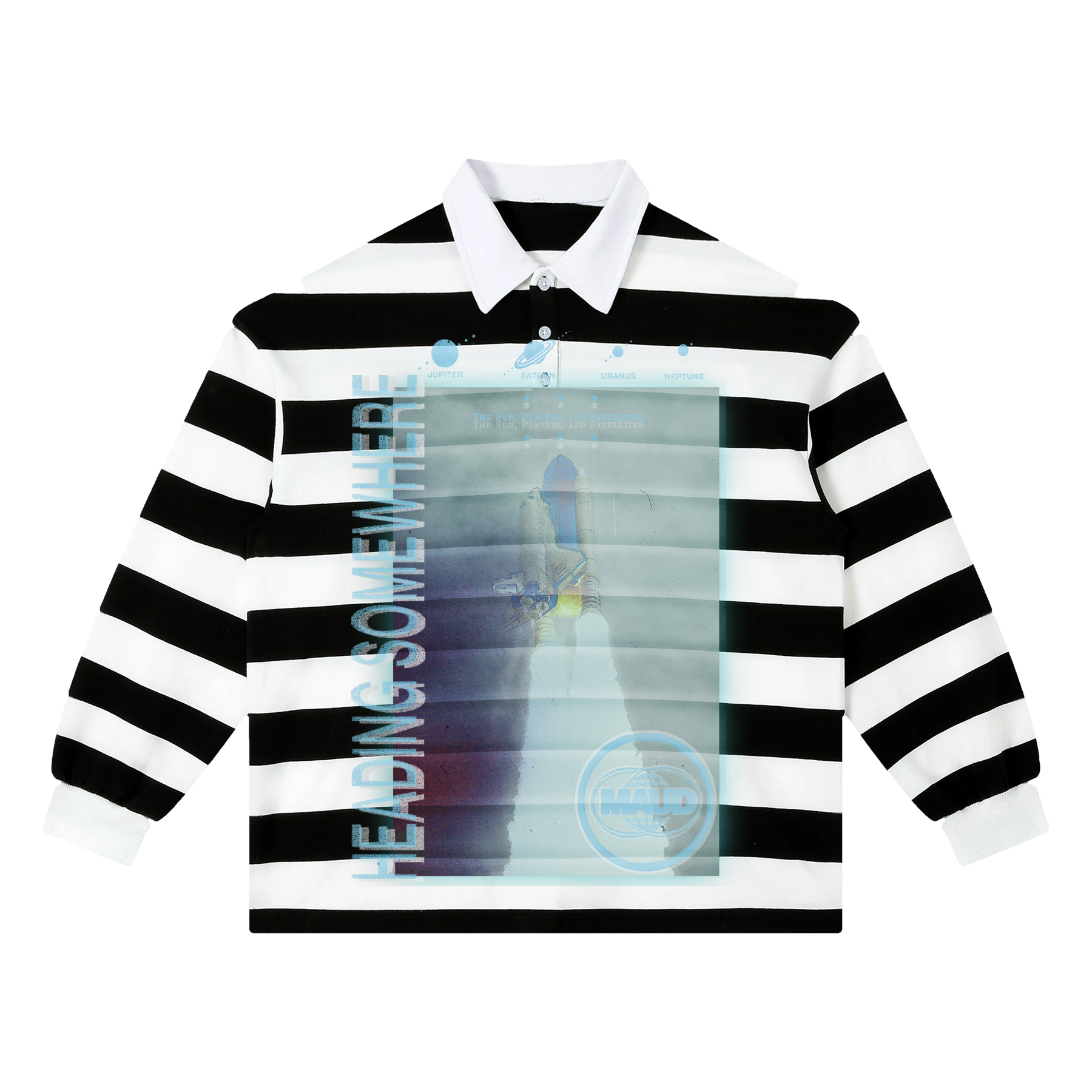 Heading Somewhere Stripe Polo - Black - Front
