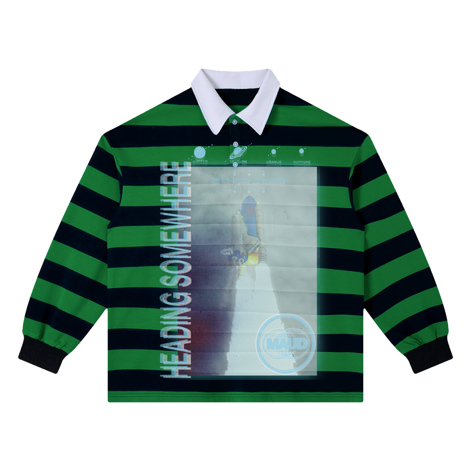 Heading Somewhere Stripe Polo - Green - Front