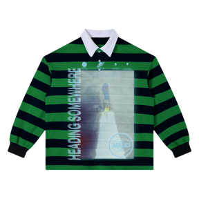 Heading Somewhere Stripe Polo - Green - Front
