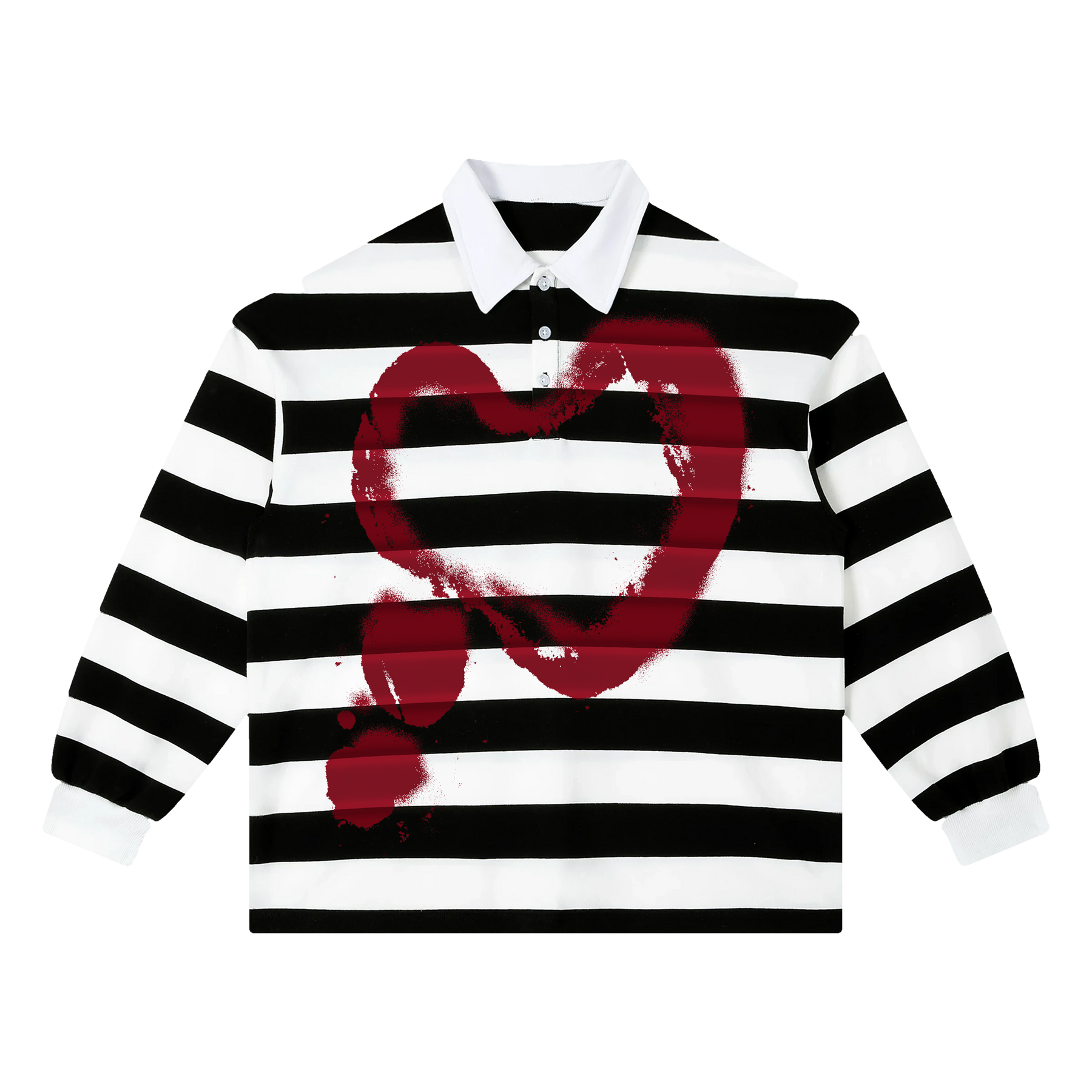 Heart Stripe Polo - Black - Front