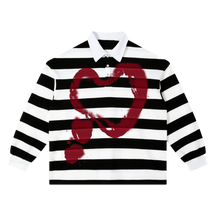 Heart Stripe Polo - Black - Front