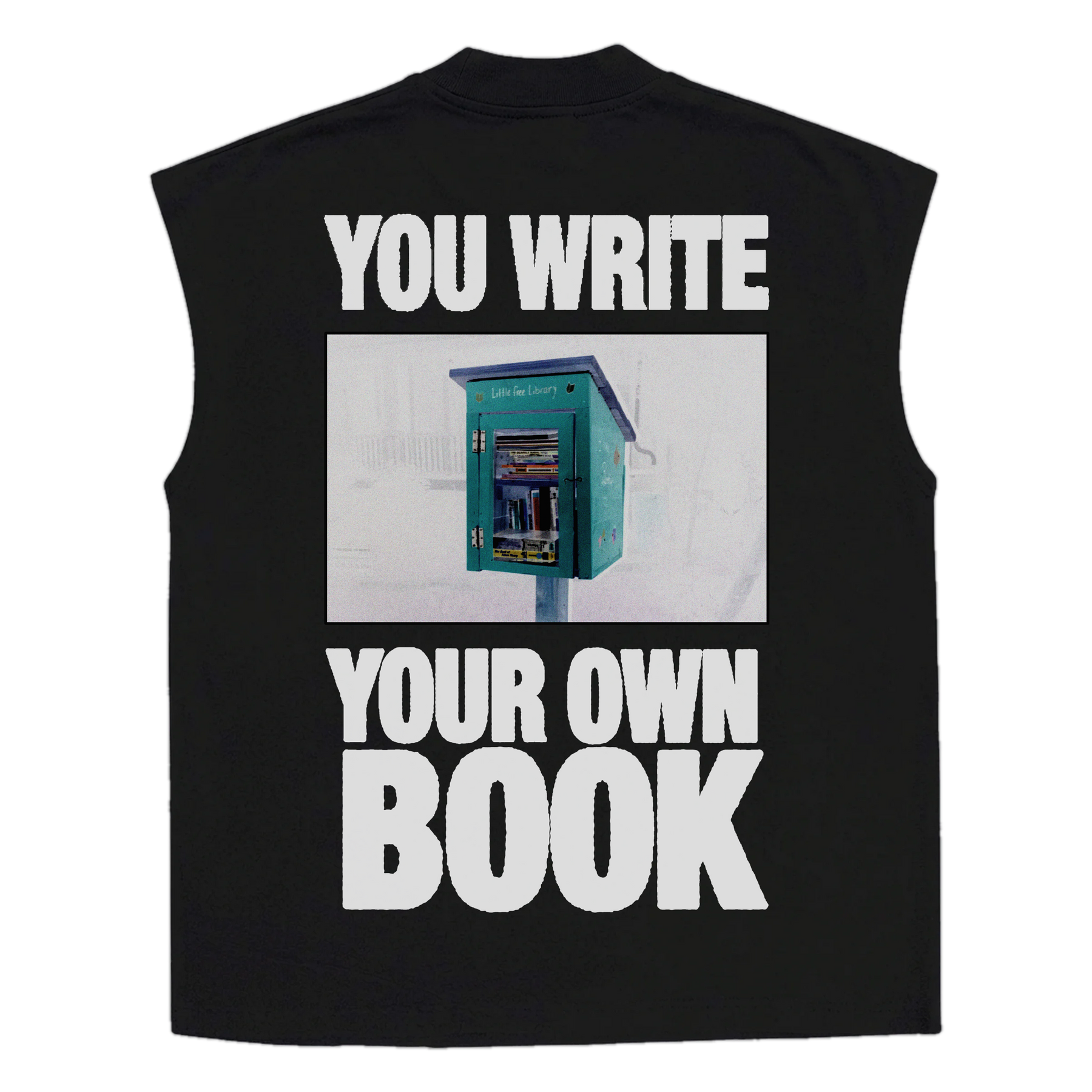 Little Library Sleeveless Tee - Black - Back