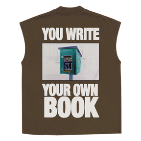 Little Library Sleeveless Tee - Brown - Back