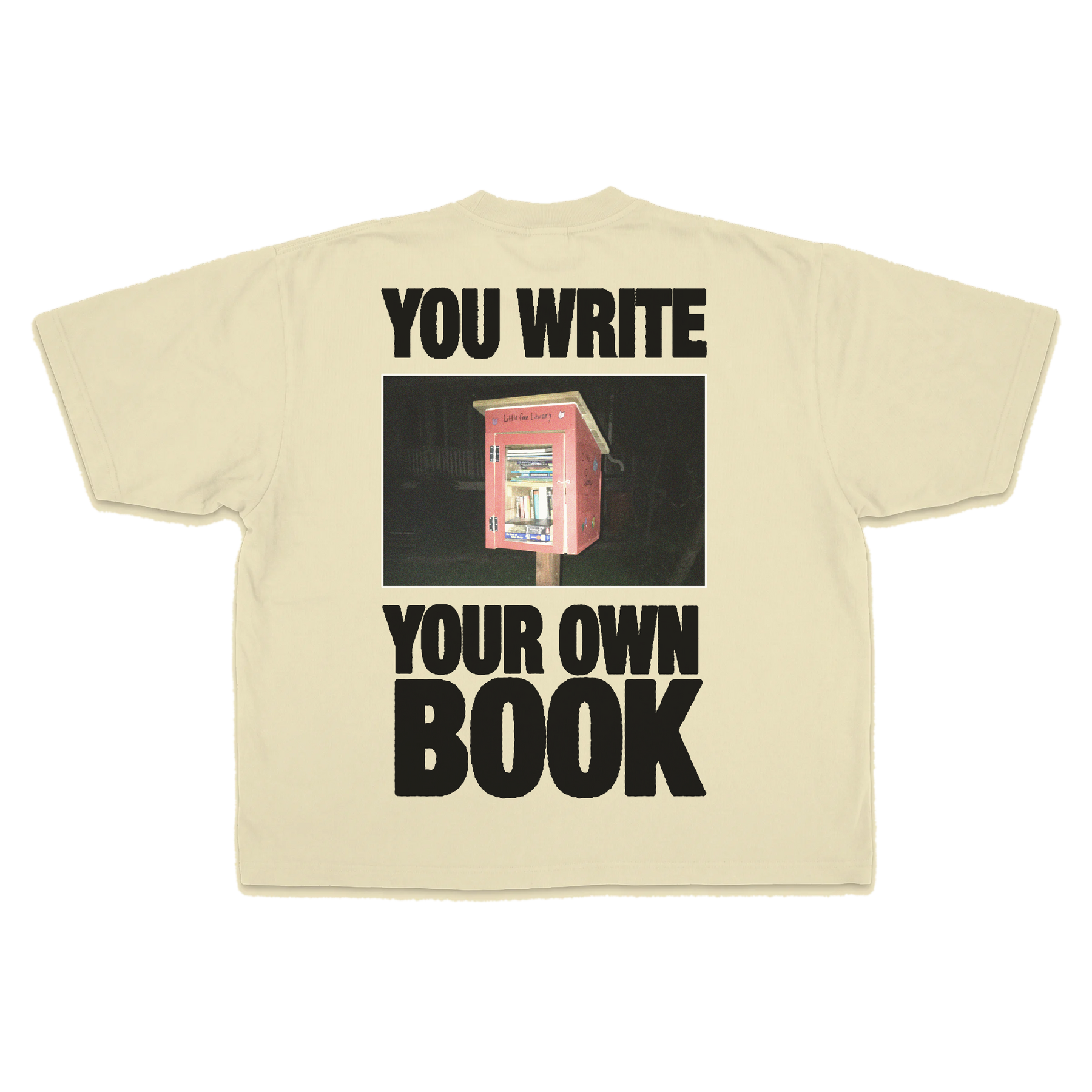 Little Library Drop Tee - Cream - Back