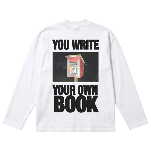 Little Library Baggy L/S Tee - White - Back