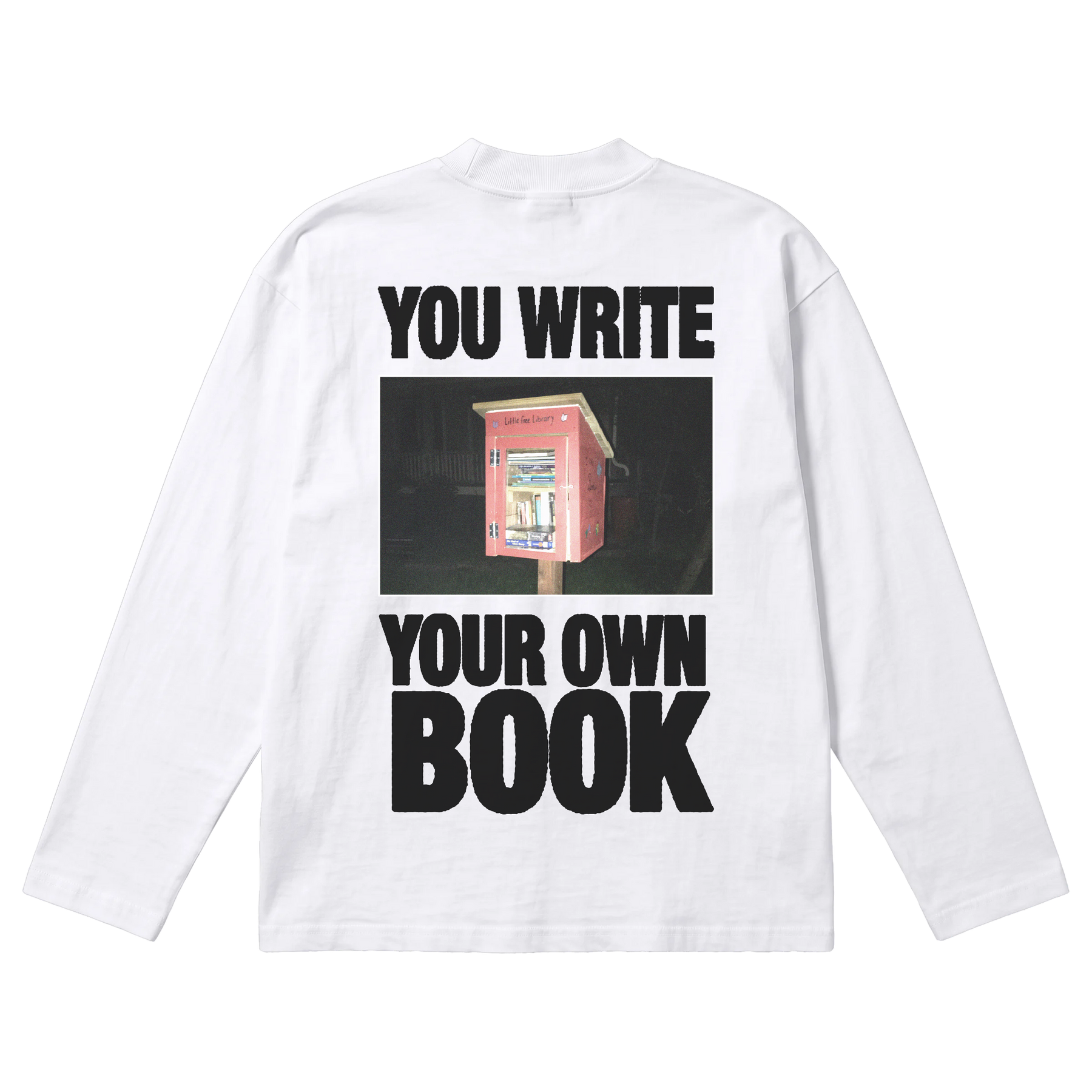 Little Library Baggy L/S Tee - White - Back