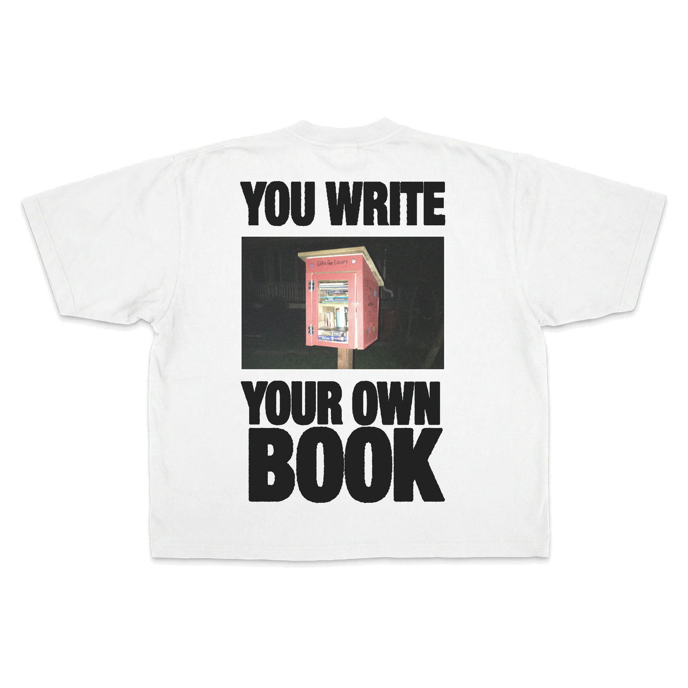 Little Library Baggy Tee - White - Back