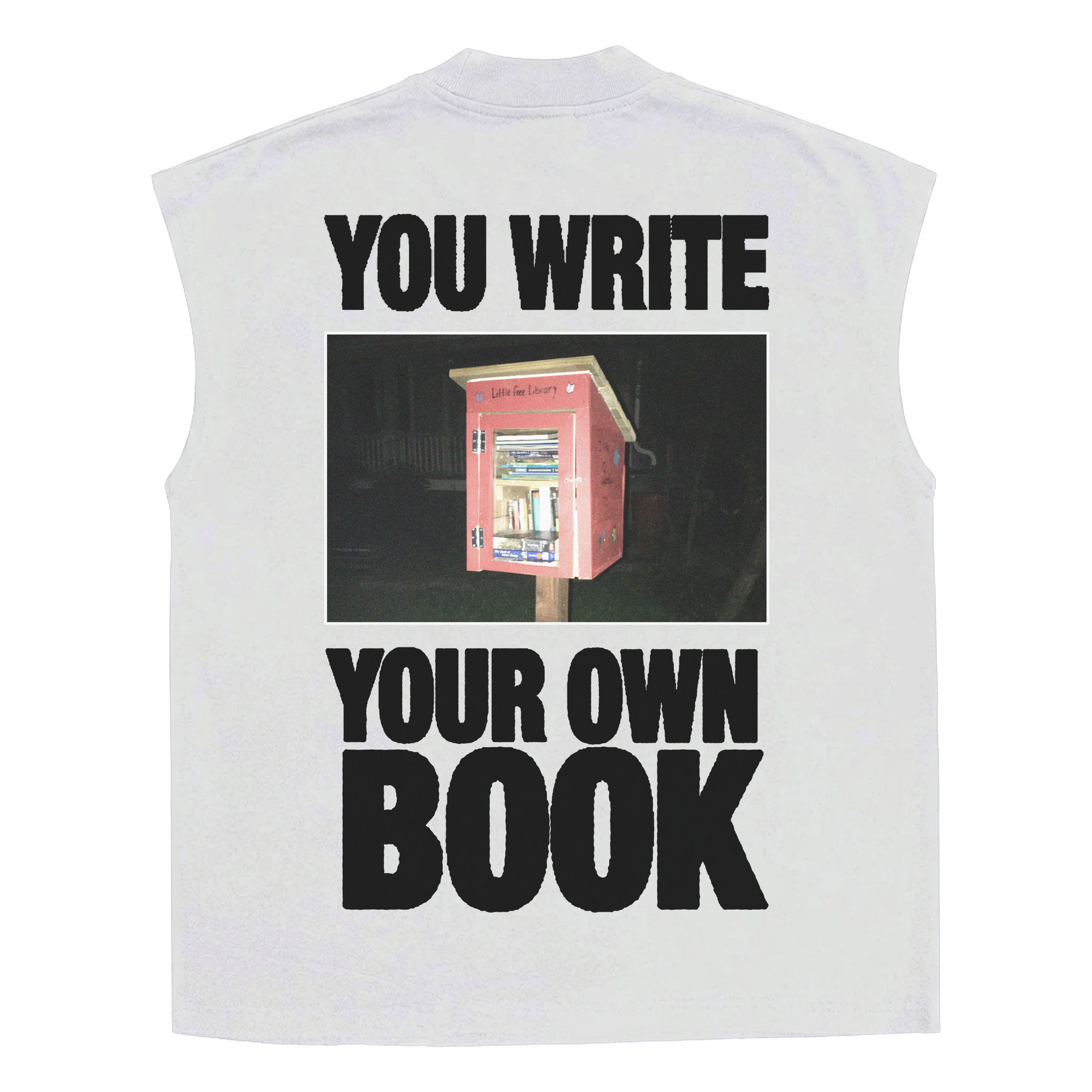 Little Library Sleeveless Tee - White - Back