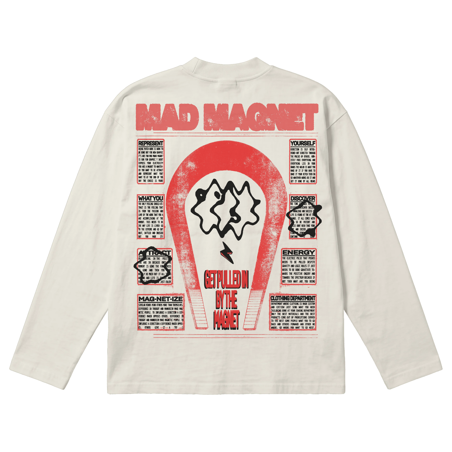 Mad Magnet Baggy L/S Tee - Off White - Back