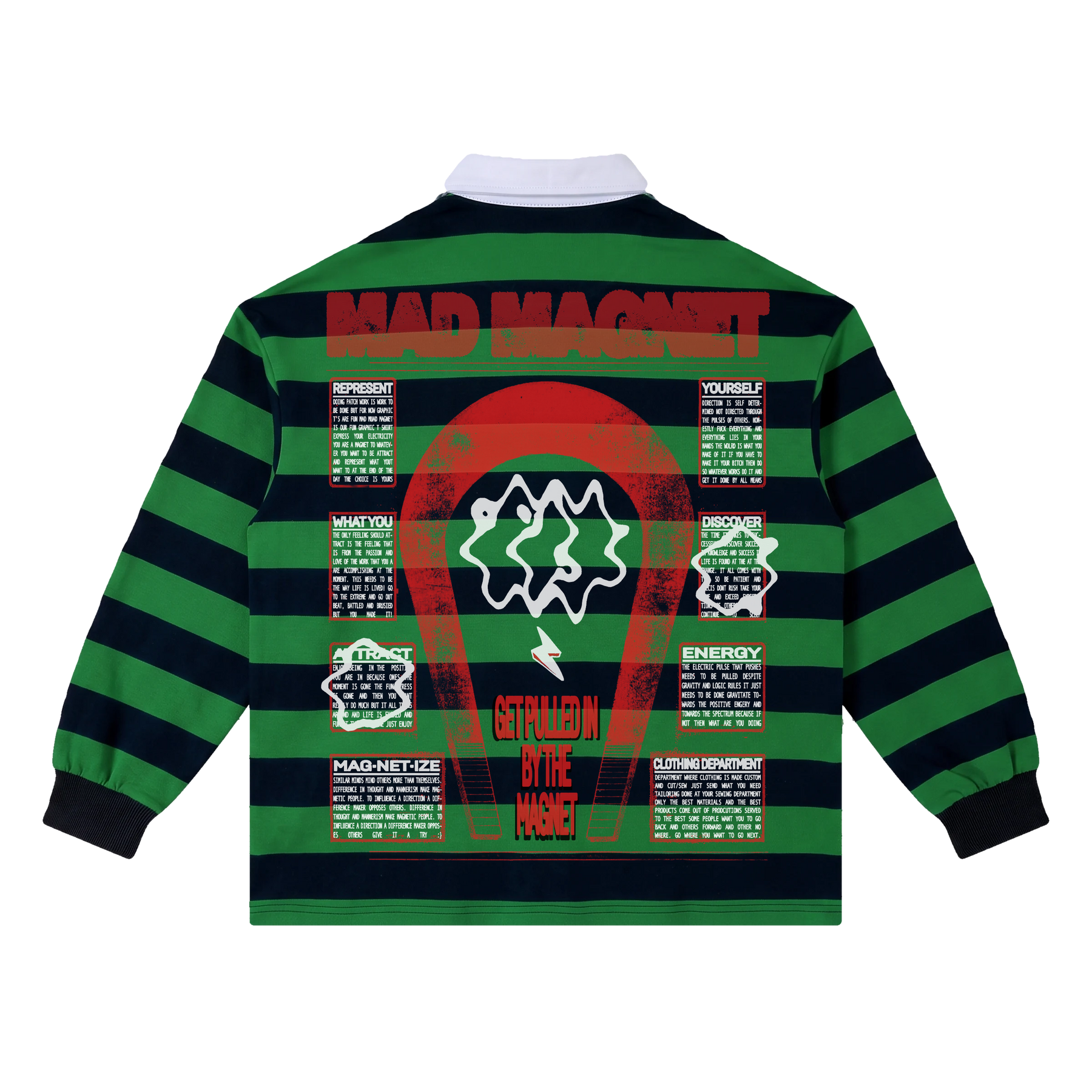 Mad Magnet Stripe Polo - Green - Back