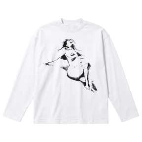Much Obliged Baggy L/S Tee - White - Front