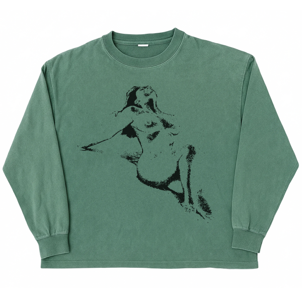 Much Obliged L/S Tee - Green - Front