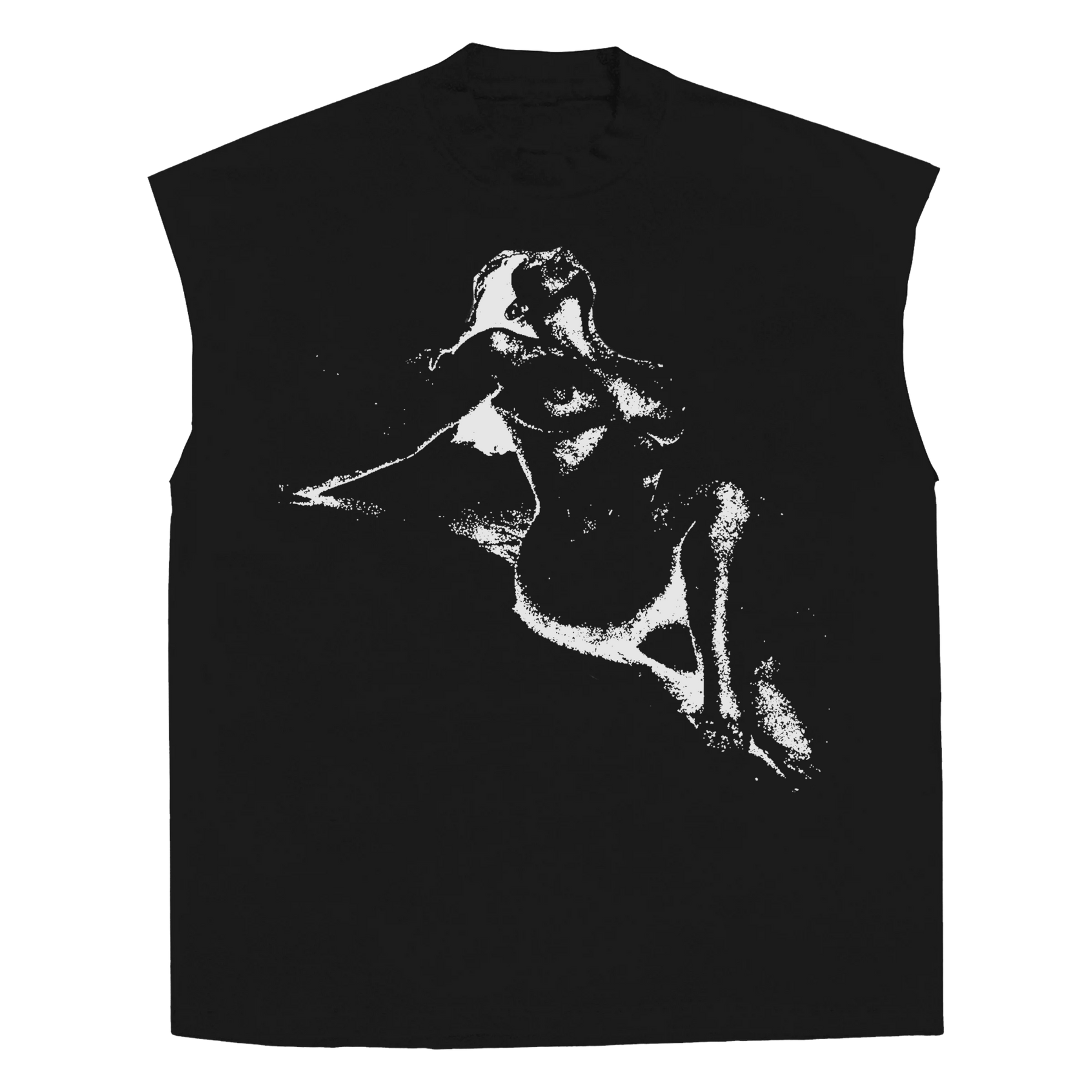 Much Obliged Sleeveless Tee - Black - Front