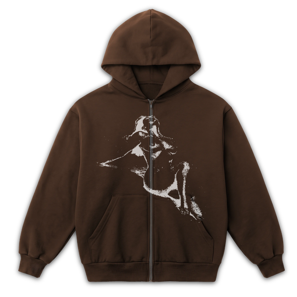 Much Obliged Zip Up - Brown - Front
