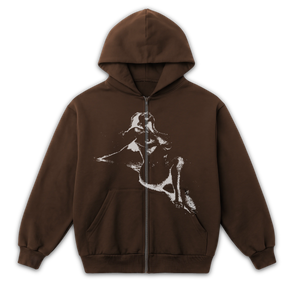 Much Obliged Zip Up - Brown - Front