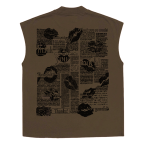 Much Obliged Sleeveless Tee - Brown - Back
