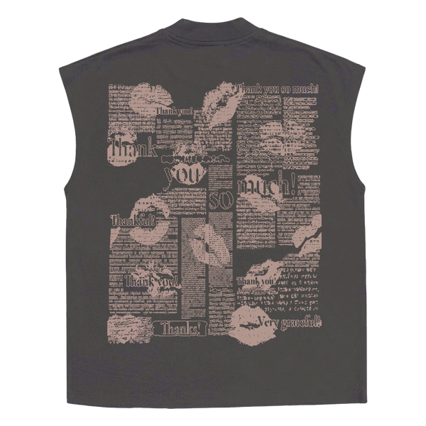 Much Obliged Sleeveless Tee - Grey - Back