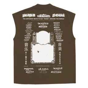 Music News Sleeveless Tee - Brown - Back