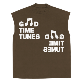 Music News Sleeveless Tee - Brown - Front