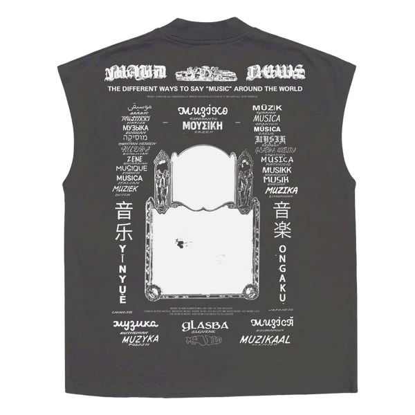 Music News Sleeveless Tee - Grey - Back