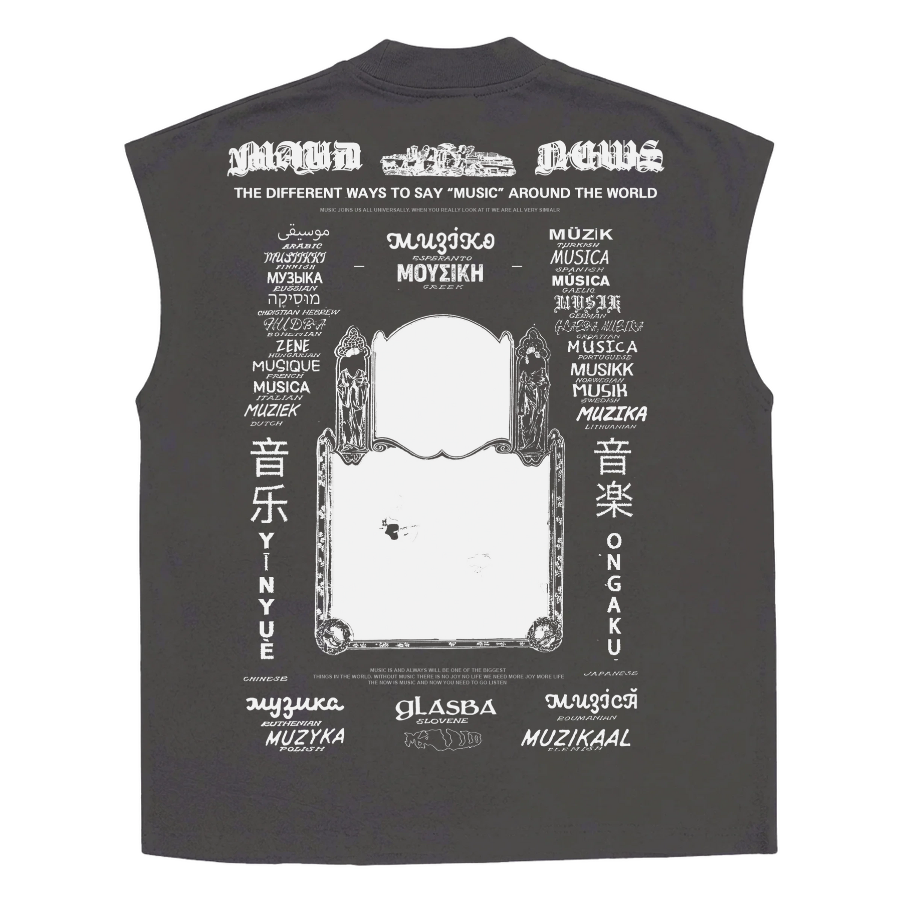 Music News Sleeveless Tee - Grey - Back