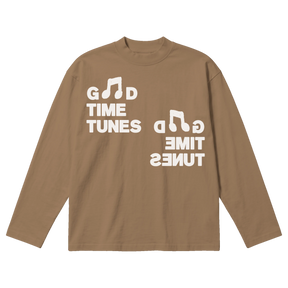 Music News Baggy L/S Tee - Latte - Front