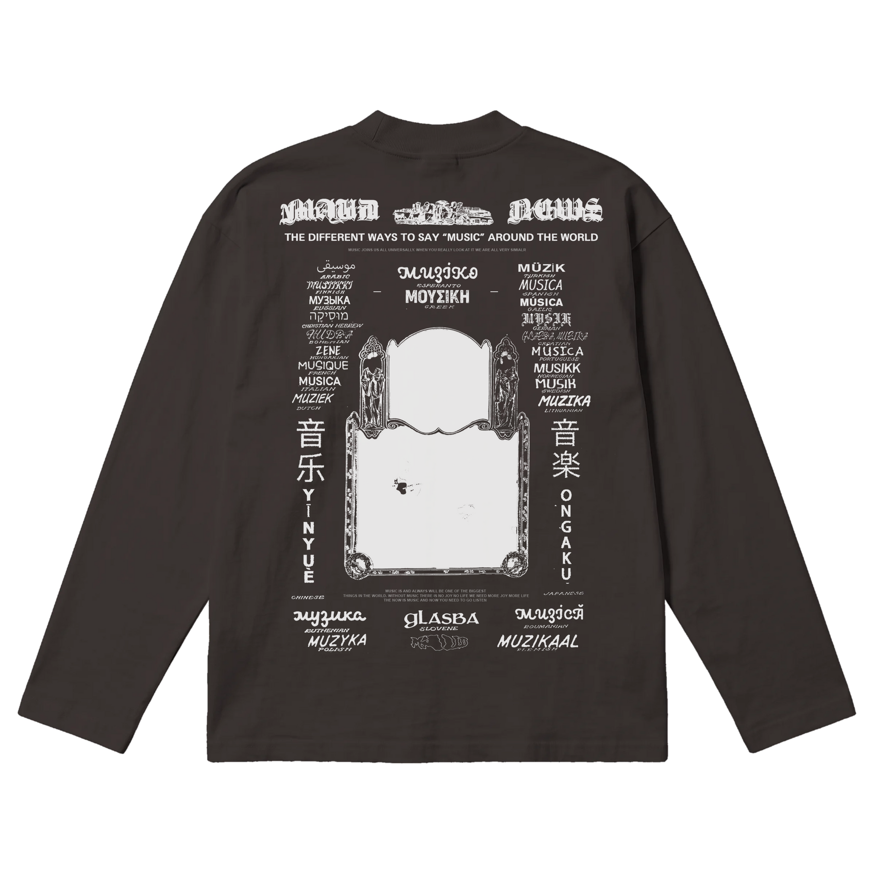 Music News Baggy L/S Tee - Off Black - Back