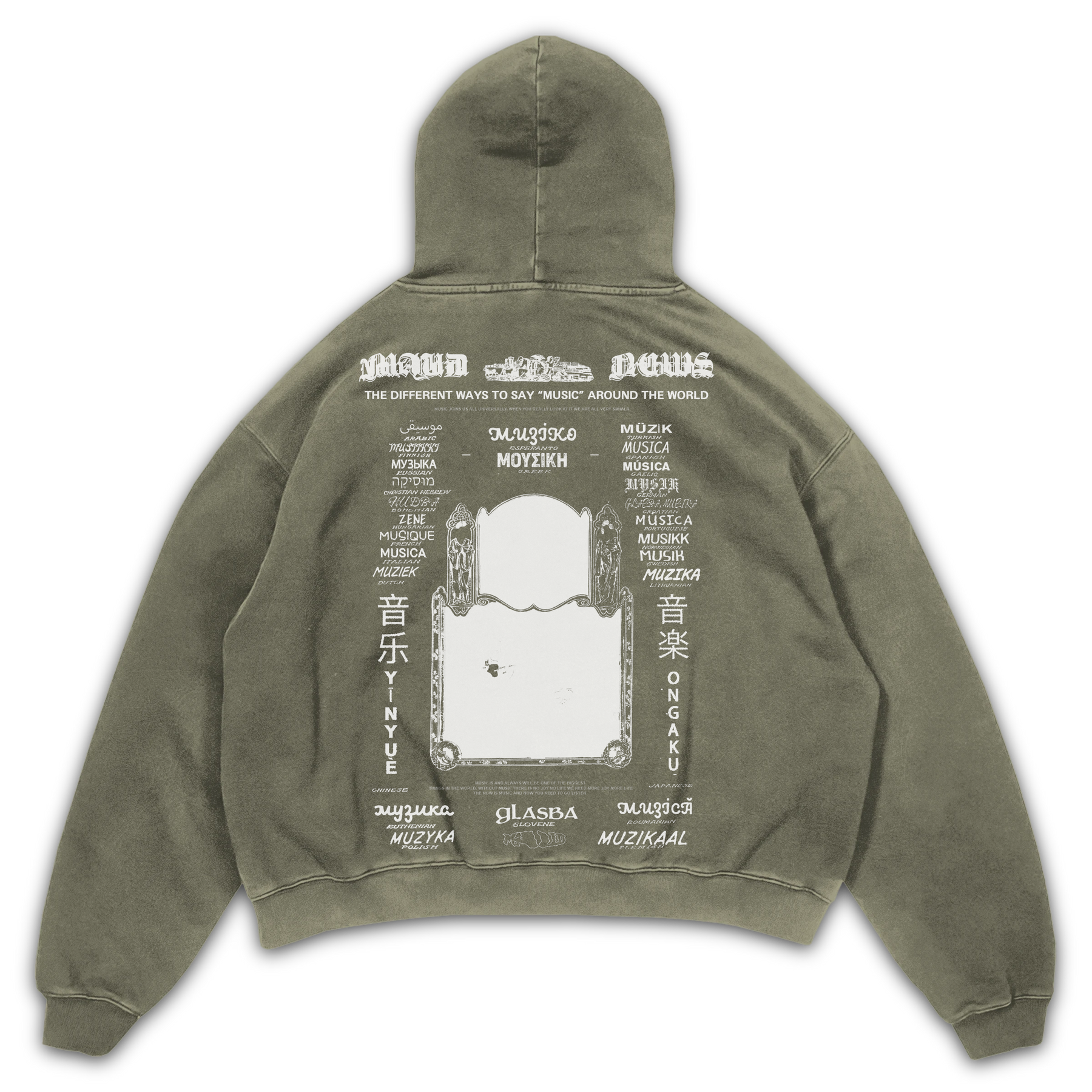 Music News Hoodie - Olive - Back