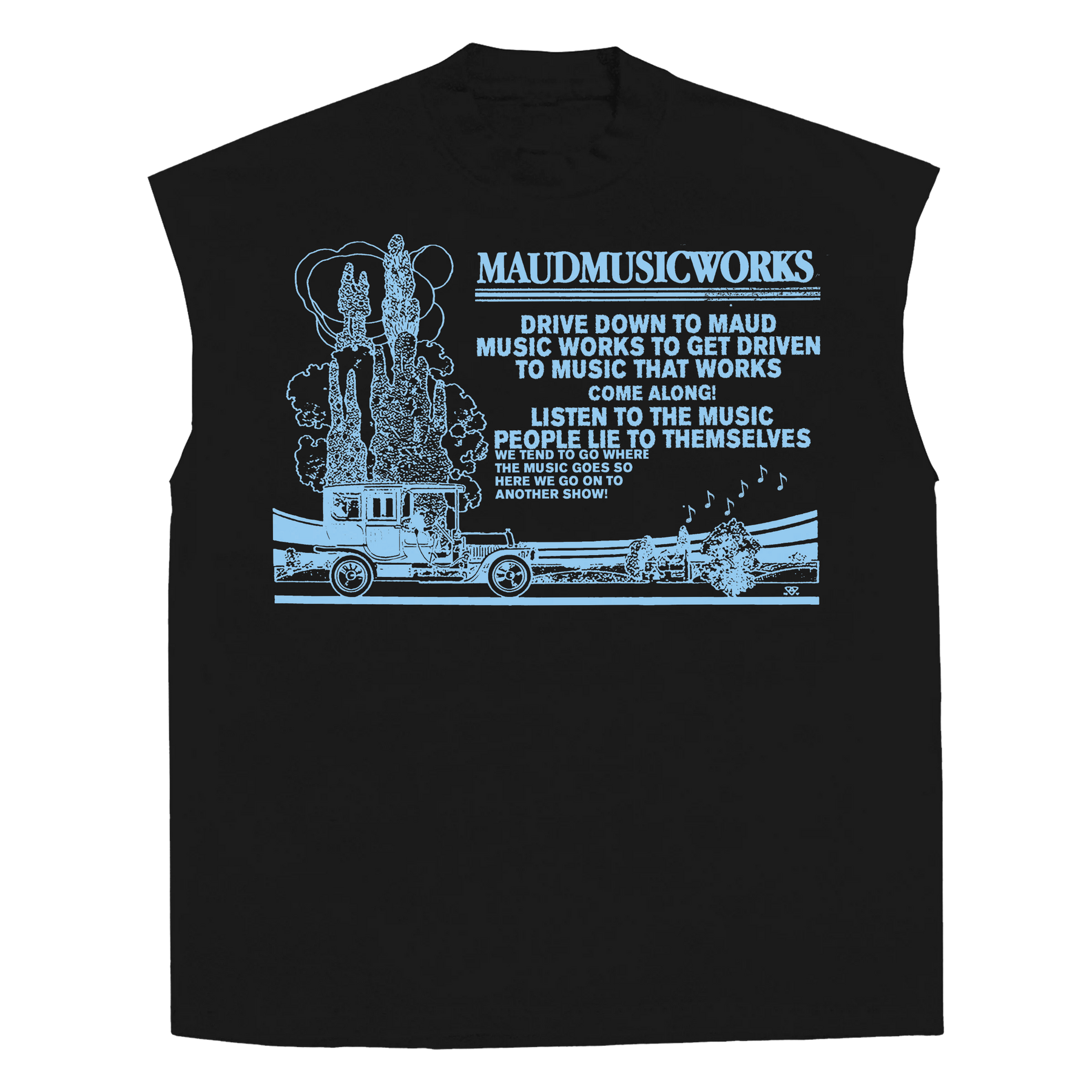 Music Works Sleeveless Tee - Black - Front