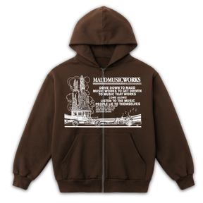 Music Works Zip Up - Brown - Front