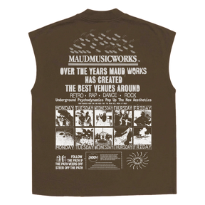 Music Works Sleeveless Tee - Brown - Back