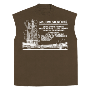 Music Works Sleeveless Tee - Brown - Front