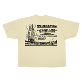 Music Works Drop Tee - Cream - Front