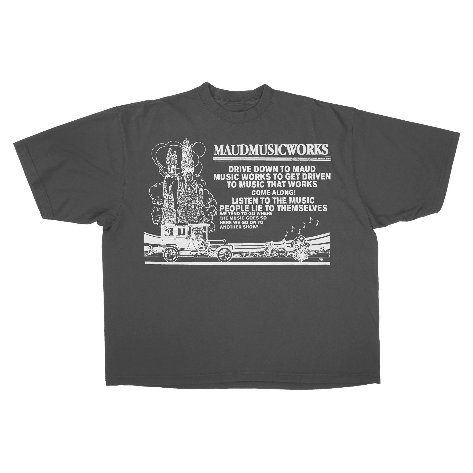 Music Works Drop Tee - Grey - Front