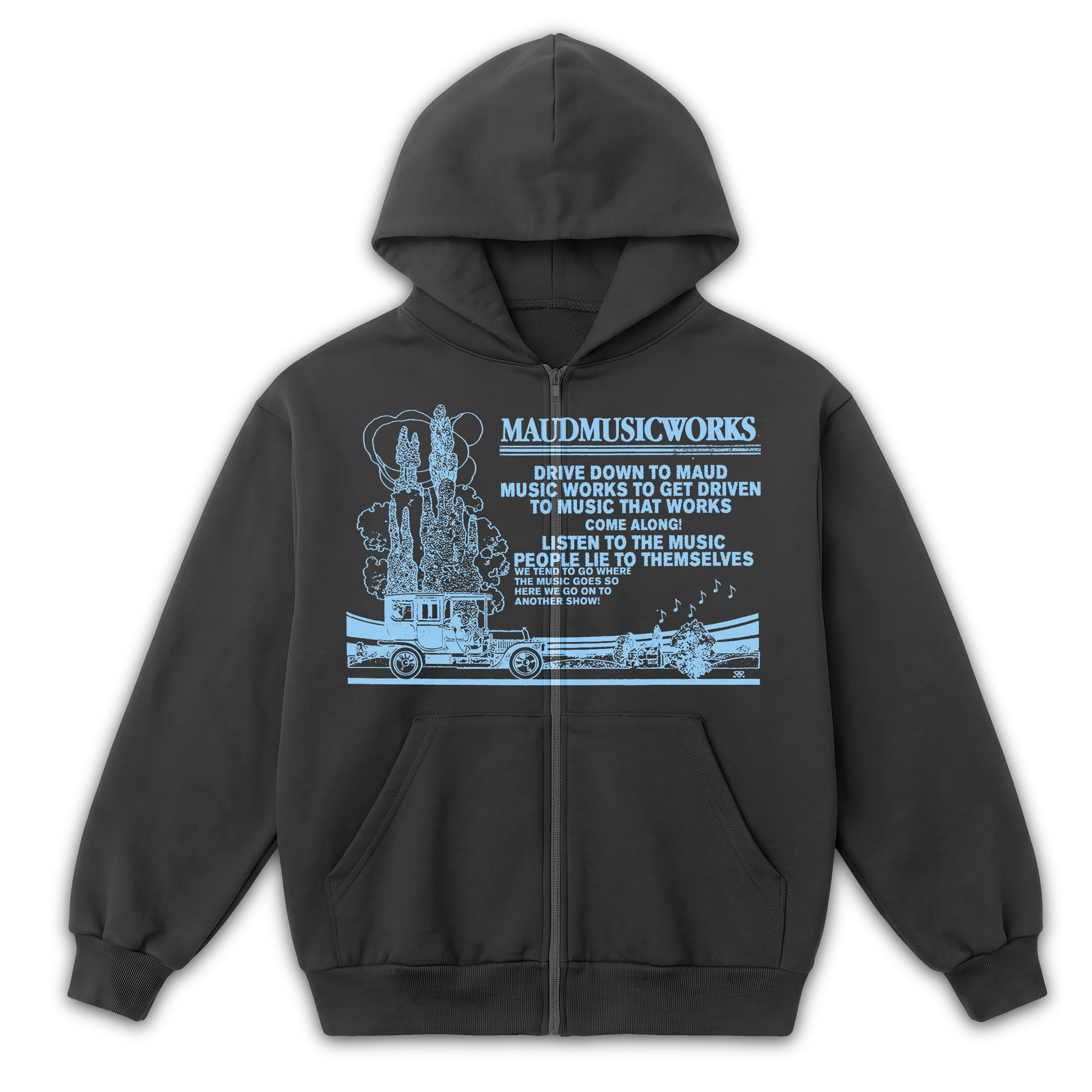Music Works Zip Up - Grey - Front