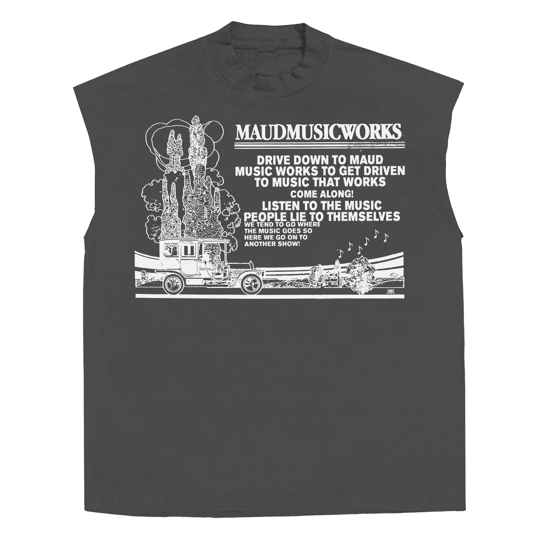 Music Works Sleeveless Tee - Grey - Front
