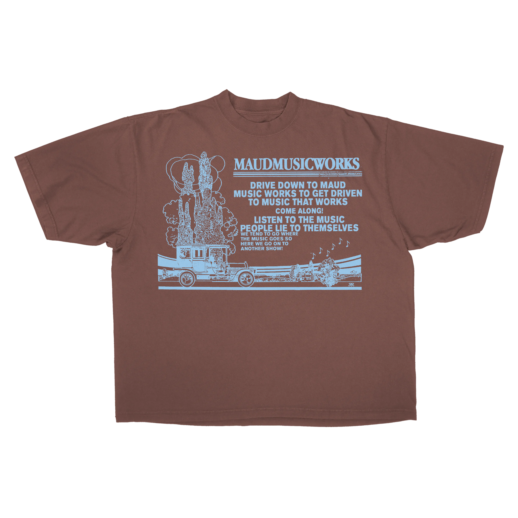 Music Works Drop Tee - Mocha - Front