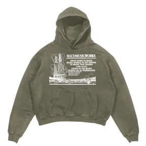 Music Works Hoodie - Olive - Front