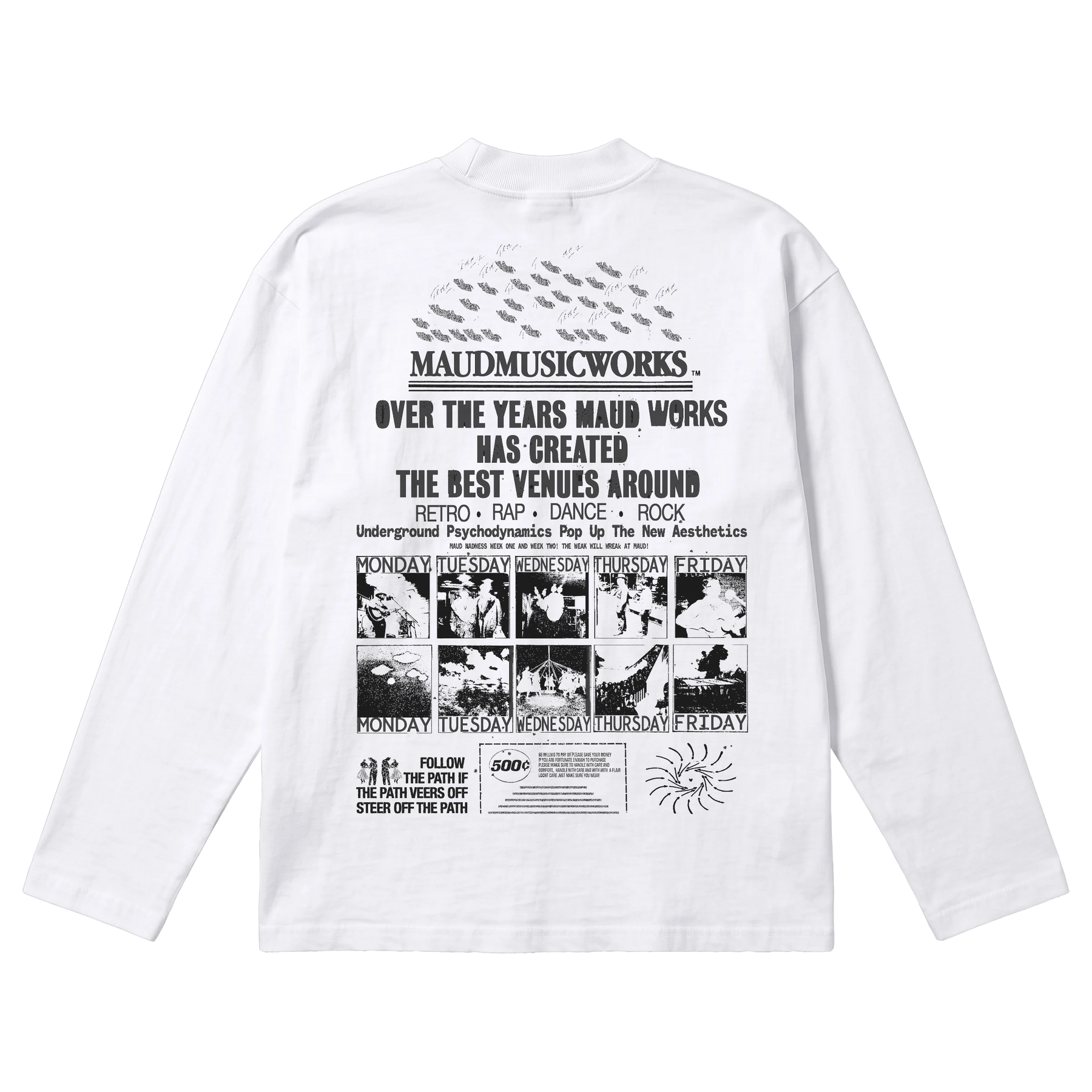 Music Works Baggy L/S Tee - White - Back
