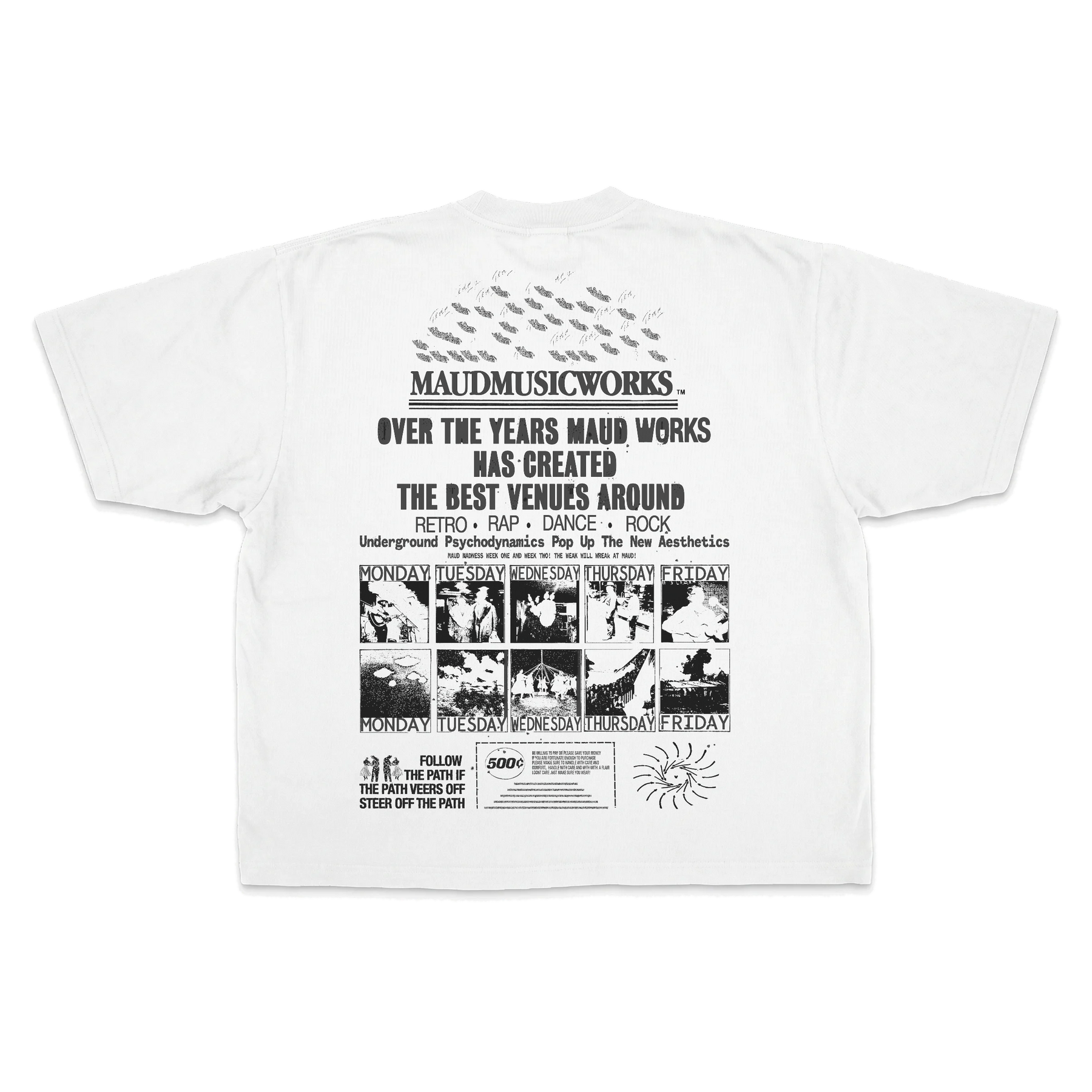Music Works Drop Tee - White - Back