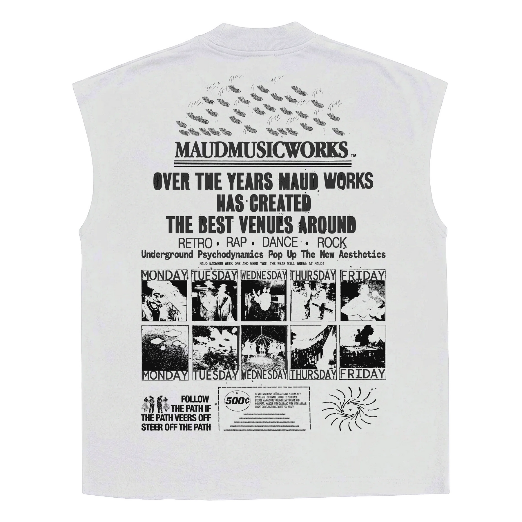 Music Works Sleeveless Tee - White - Back