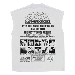 Music Works Sleeveless Tee - White - Back