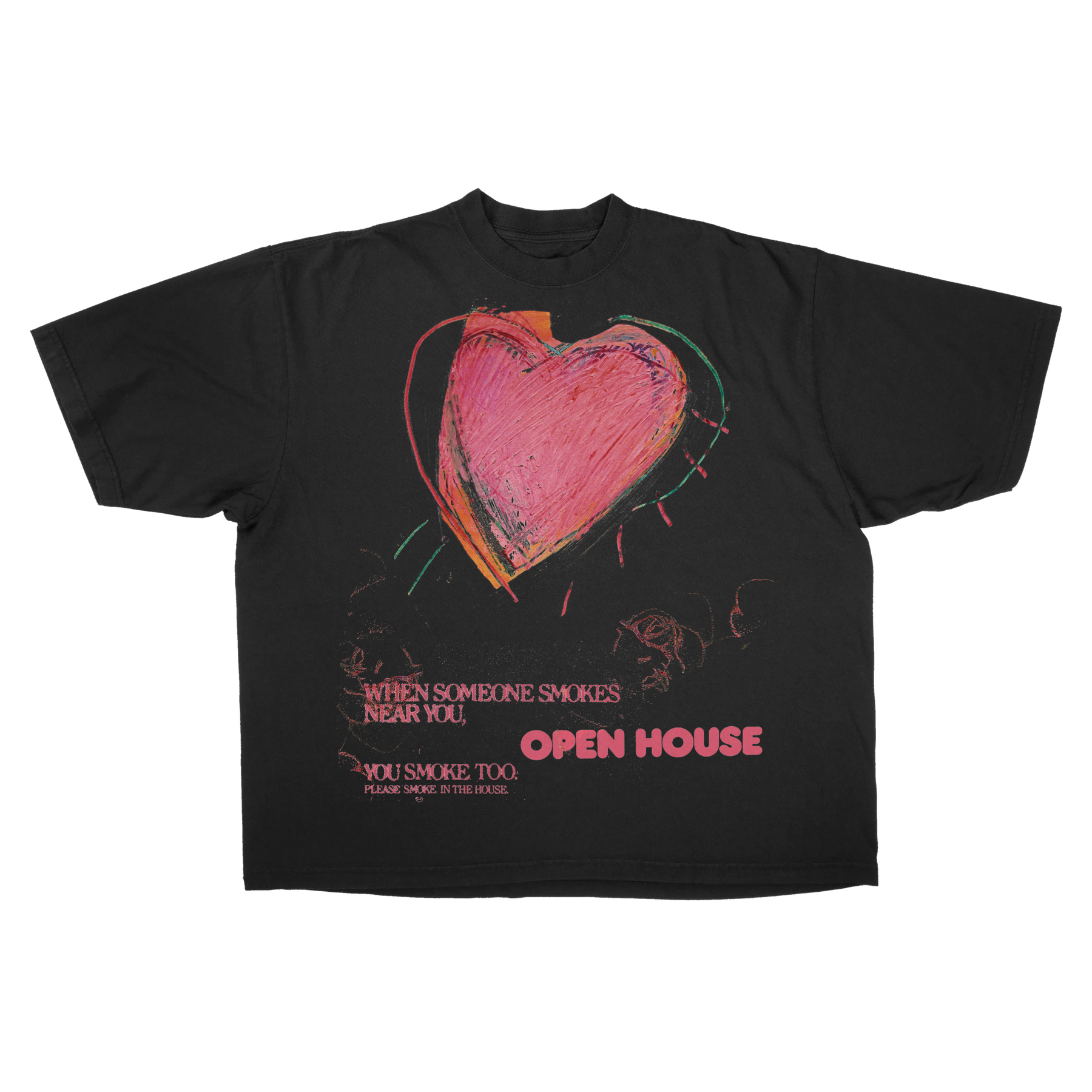 Open House Drop Tee - Black - Front