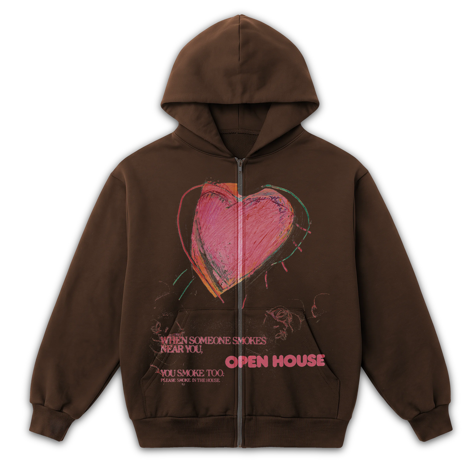 Open House Zip Up - Brown - Front