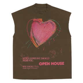 Open House Sleeveless Tee - Brown - Front