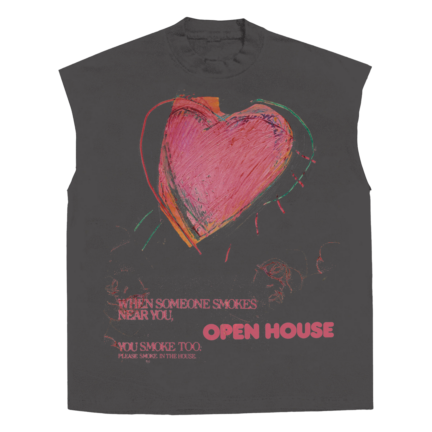 Open House Sleeveless Tee - Grey - Front