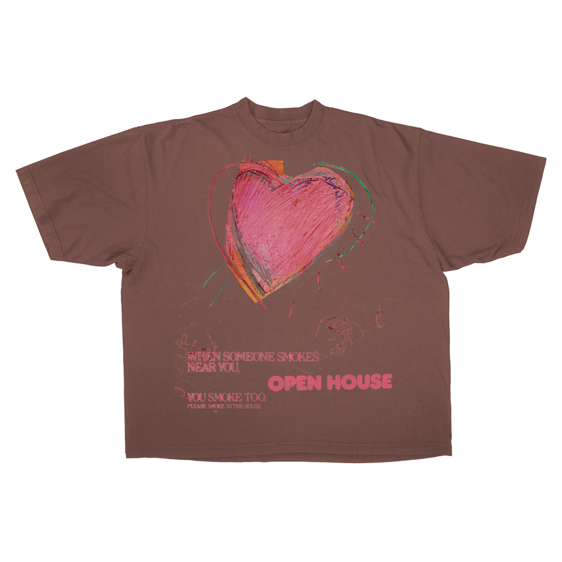 Open House Drop Tee - Mocha - Front